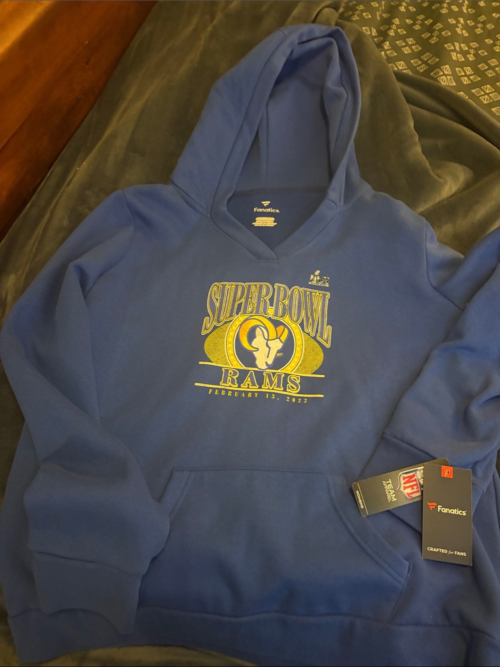 Fanatics Royal Blue Los Angeles Rams Super Bowl Pullover Hoodie xxl New w/Tags